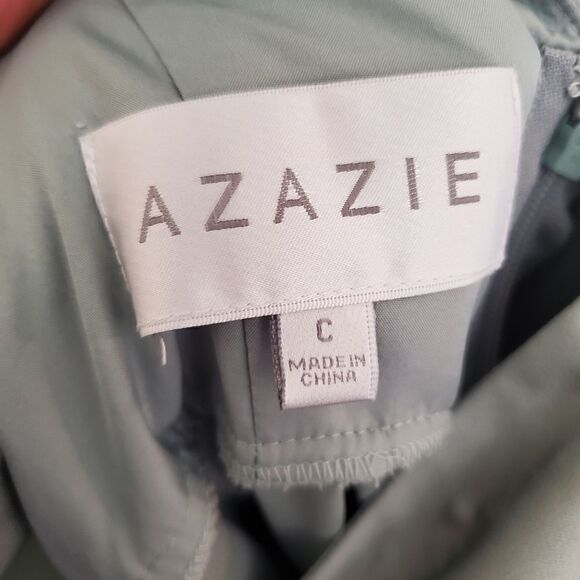 Dusty Sage Azazie Bridesmaid Maxi Dress Size Small - Picture 9 of 10